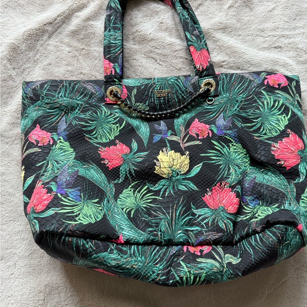 Victoria's Secret Black Floral Tote
